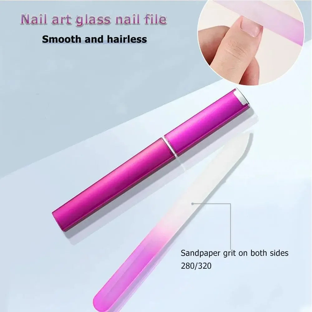 Crystal Glass Nail File with Case — Double-Sided Polish Nail Art Tools Peaceful Pleasures Health and Wellness