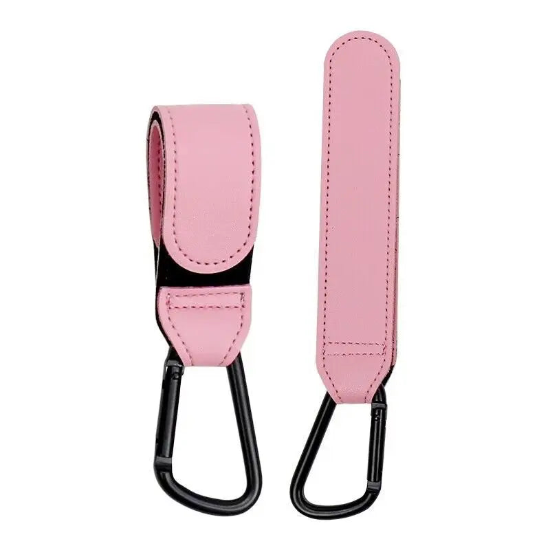 2-Pack Leather Stroller Hooks | Universal Carabiner Clips
