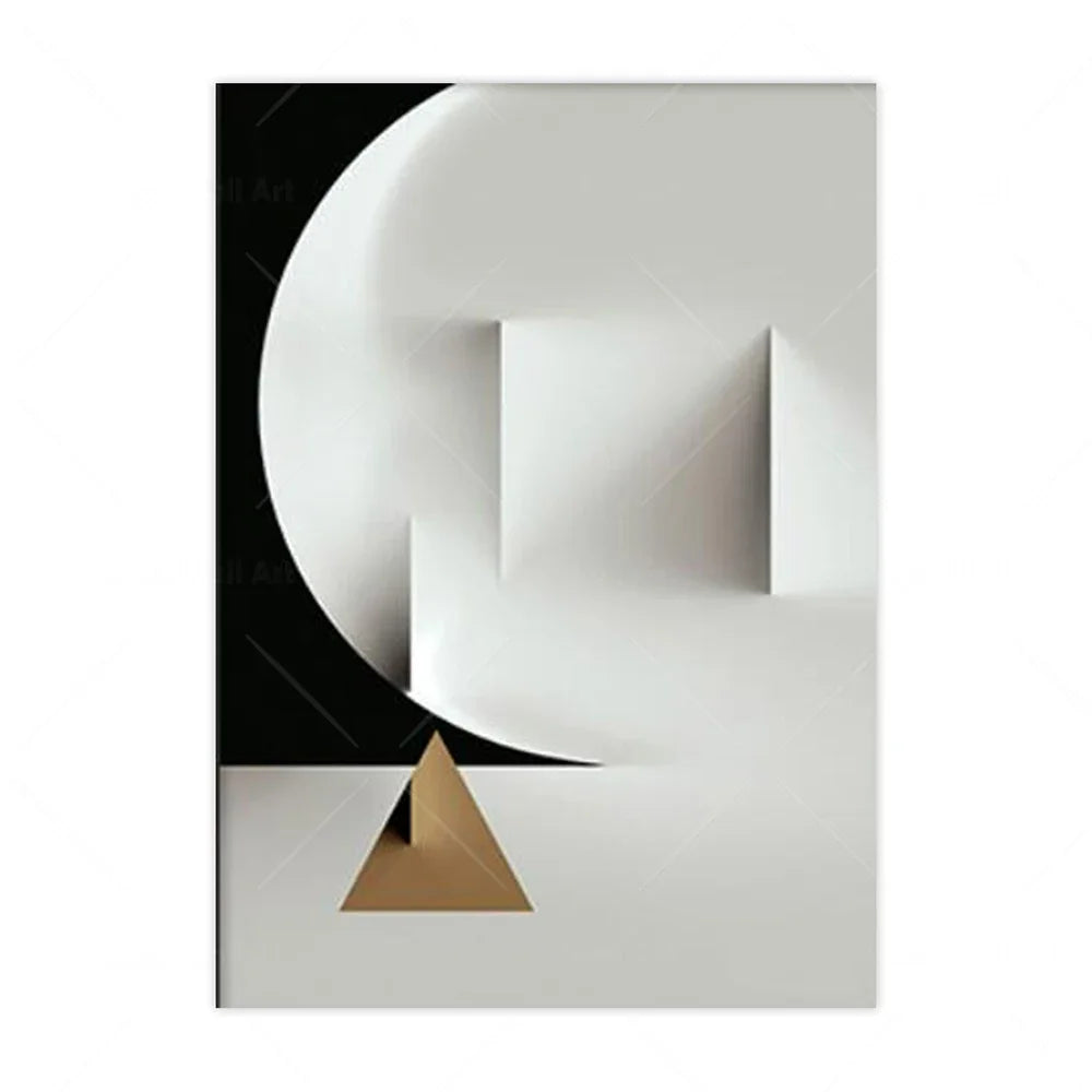 Modern Minimalist Wall Art Geometric Black White Lines Gold High Definition Painting Poster Print Home Bedroom Living Room Decor Peaceful Pleasures Health and Wellness Picture C 30x40cm Unframed