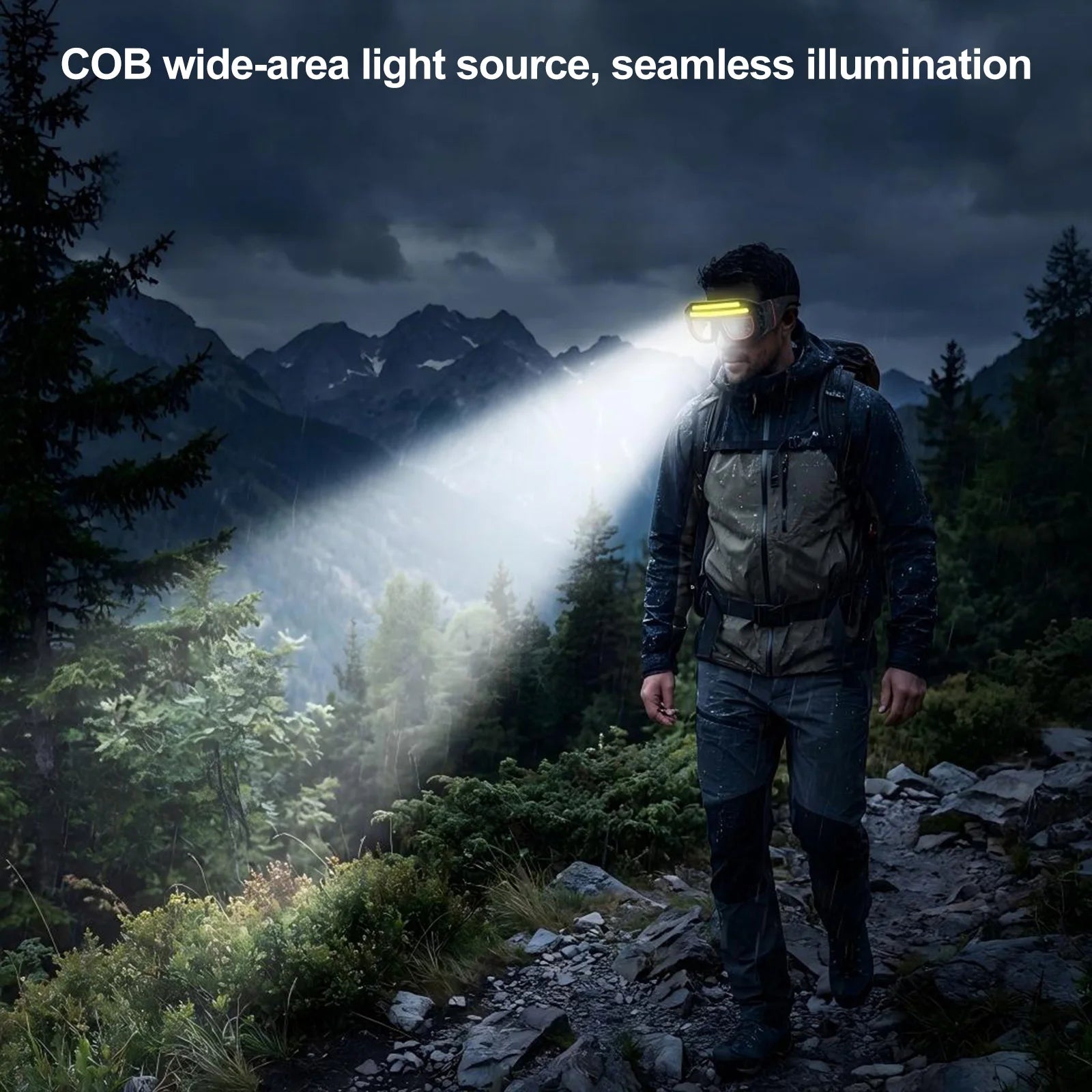 LED COB Double Light Source Protective Eyewear IPX4 Waterproof Headlight Light Up Glasses Headlamp for Camping Hiking Running Peaceful Pleasures Health and Wellness
