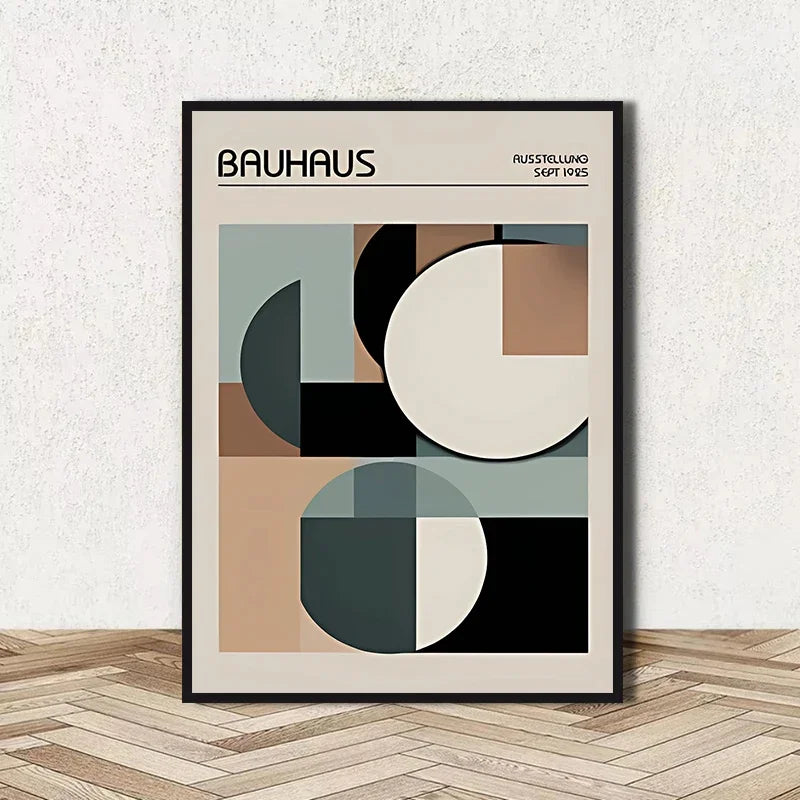 Abstract BAUHAUS art poster, line geometric pattern canvas art painting used for room wall and living room decoration, framel Peaceful Pleasures Health and Wellness