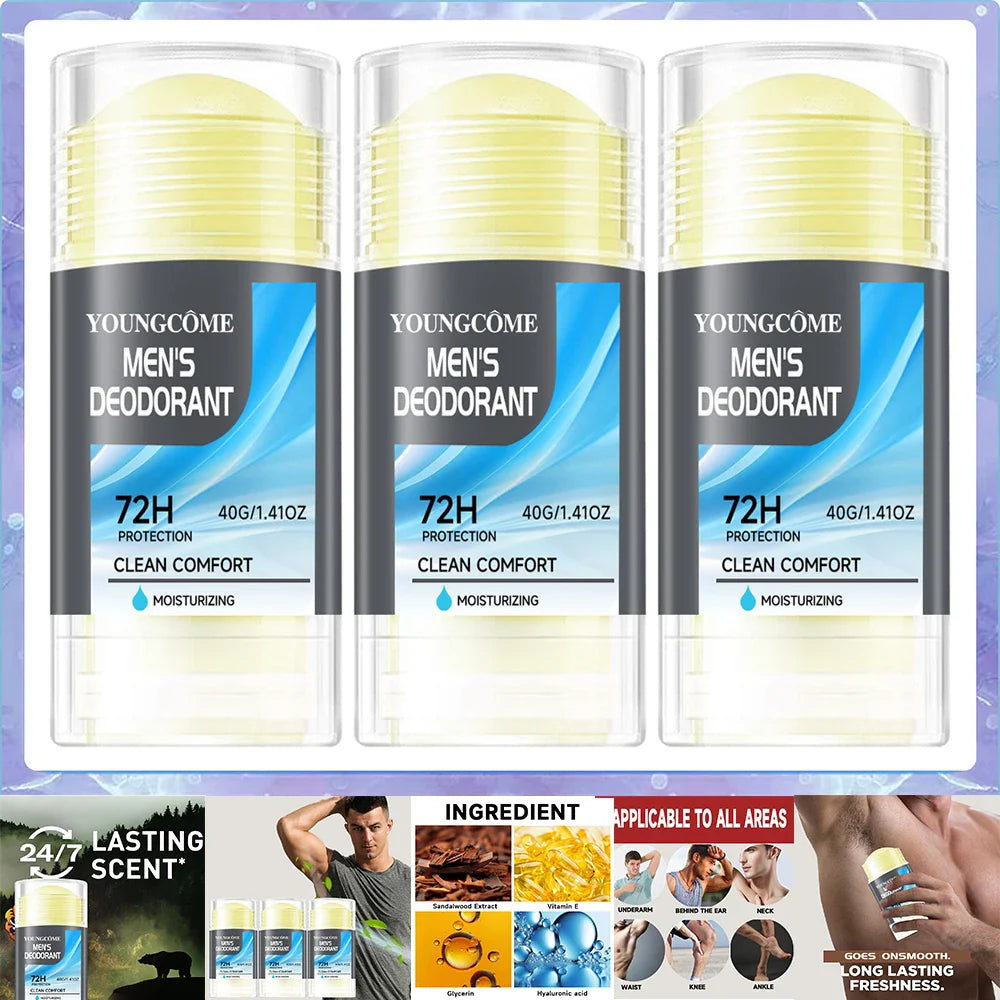 YOUNGCOME Men's Natural Deodorant Stick – Lasting Freshness 40g