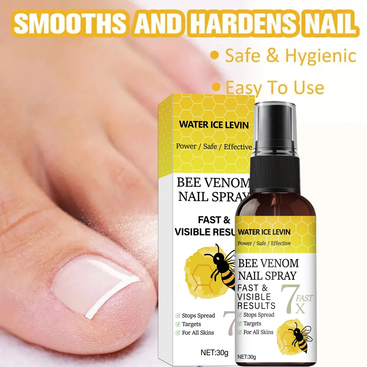 Bee Venom Nail Spray with Hyaluronic Acid | Strengthens Nails Nail Strengthening Spray Peaceful Pleasures Health and Wellness
