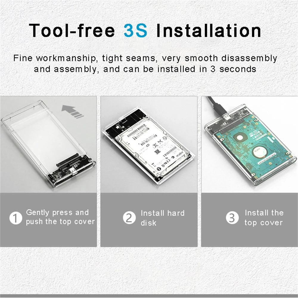 Transparent External Hard Drive 2.5 Inch HDD SSD Case Micro-b To USB3.1 4TB Drive Housing Compatible UASP SATA III Laptop Peaceful Pleasures Health and Wellness