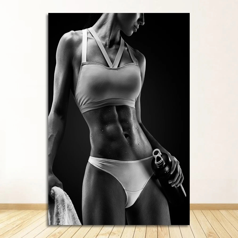 Nordic Fitness Woman Canvas Wall Art | Scandinavian Decor