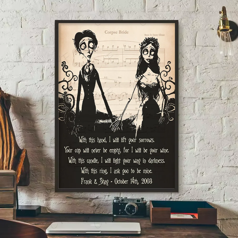 Corpse Bride Cartoon Poster – HD Waterproof PVC Wall Art Decor Wall Art Poster Peaceful Pleasures Health and Wellness