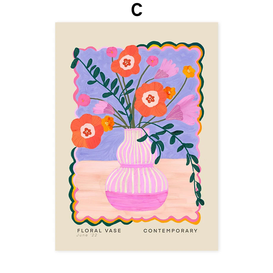 Colorful Flowers Minimalism Abstract Posters Wall Art Prints Decoration Canvas Painting Pictures Bedroom Living Room Decor Mu Peaceful Pleasures Health and Wellness C 30x40cm