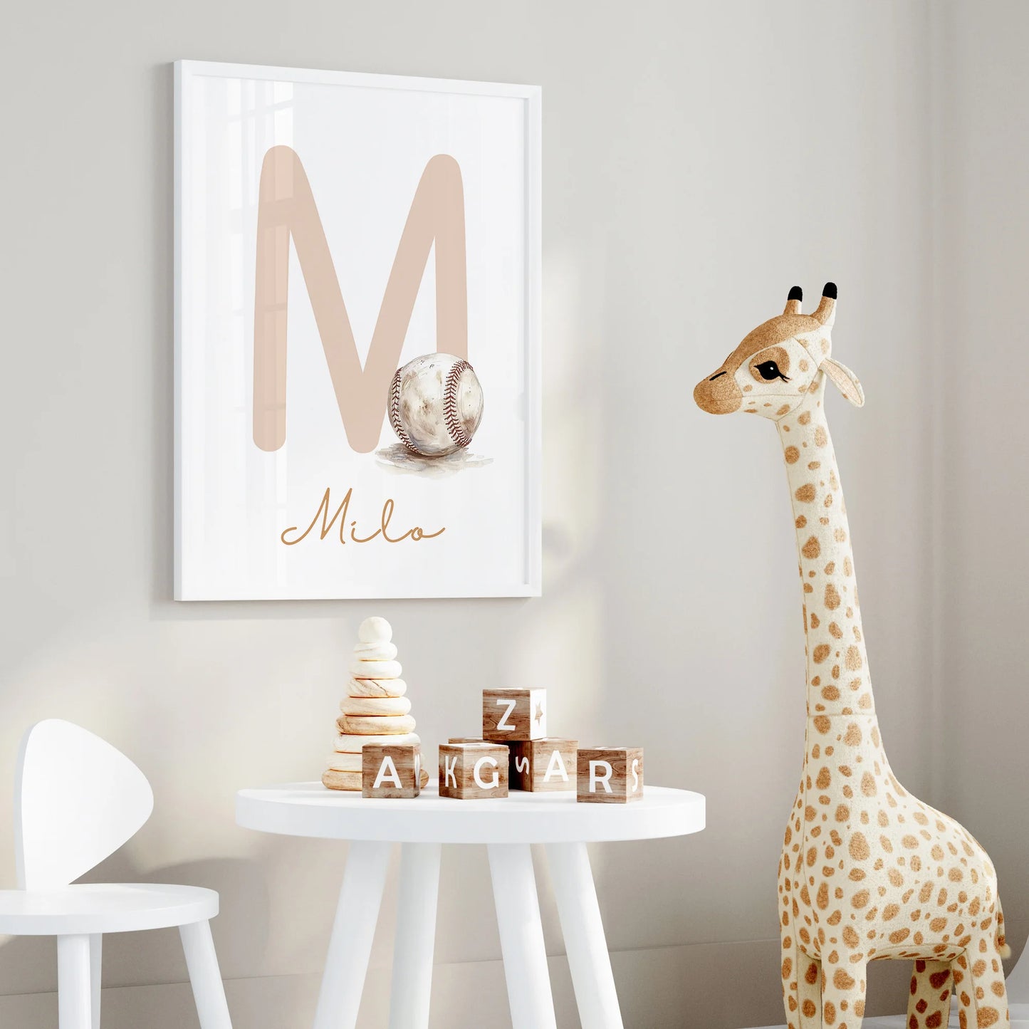 Personalized Bear Baseball 3-Piece Canvas Wall Art | Kids Decor