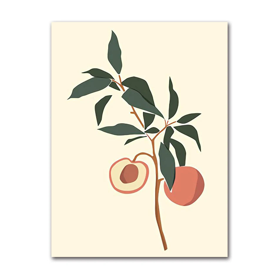 Vintage Nordic Canvas Wall Art | Abstract Girl Plant Leaf Print