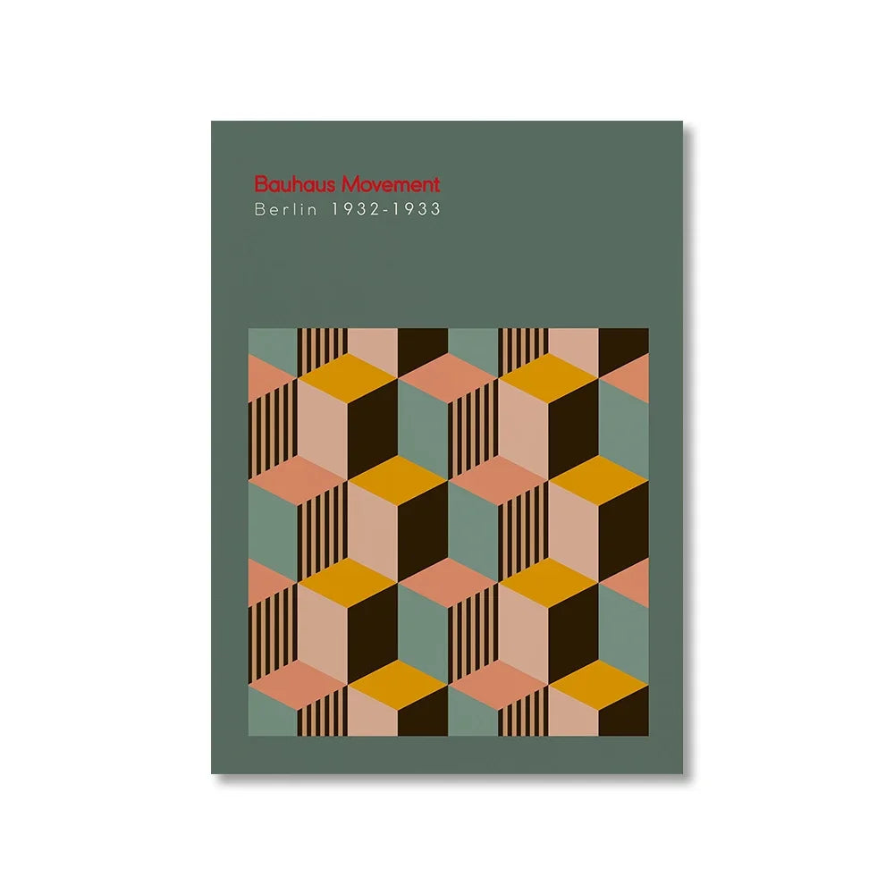 Modern Abstraction Wall Art Poster Prints Bauhaus Geometric Buildings Canvas Painting Picture for Bathroom Room Home Decor Peaceful Pleasures Health and Wellness 17 30x40cm