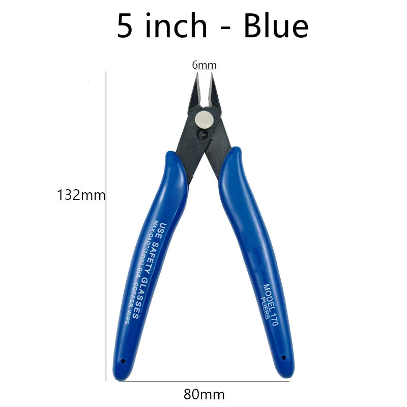 3.5/5 inch Wire Cable Cutter Multi-Functional Electrical Mini Cutting Plier Side Snips Flush Pliers Diagonal Cutting Pliers Tool Peaceful Pleasures Health and Wellness 5 inch-Blue