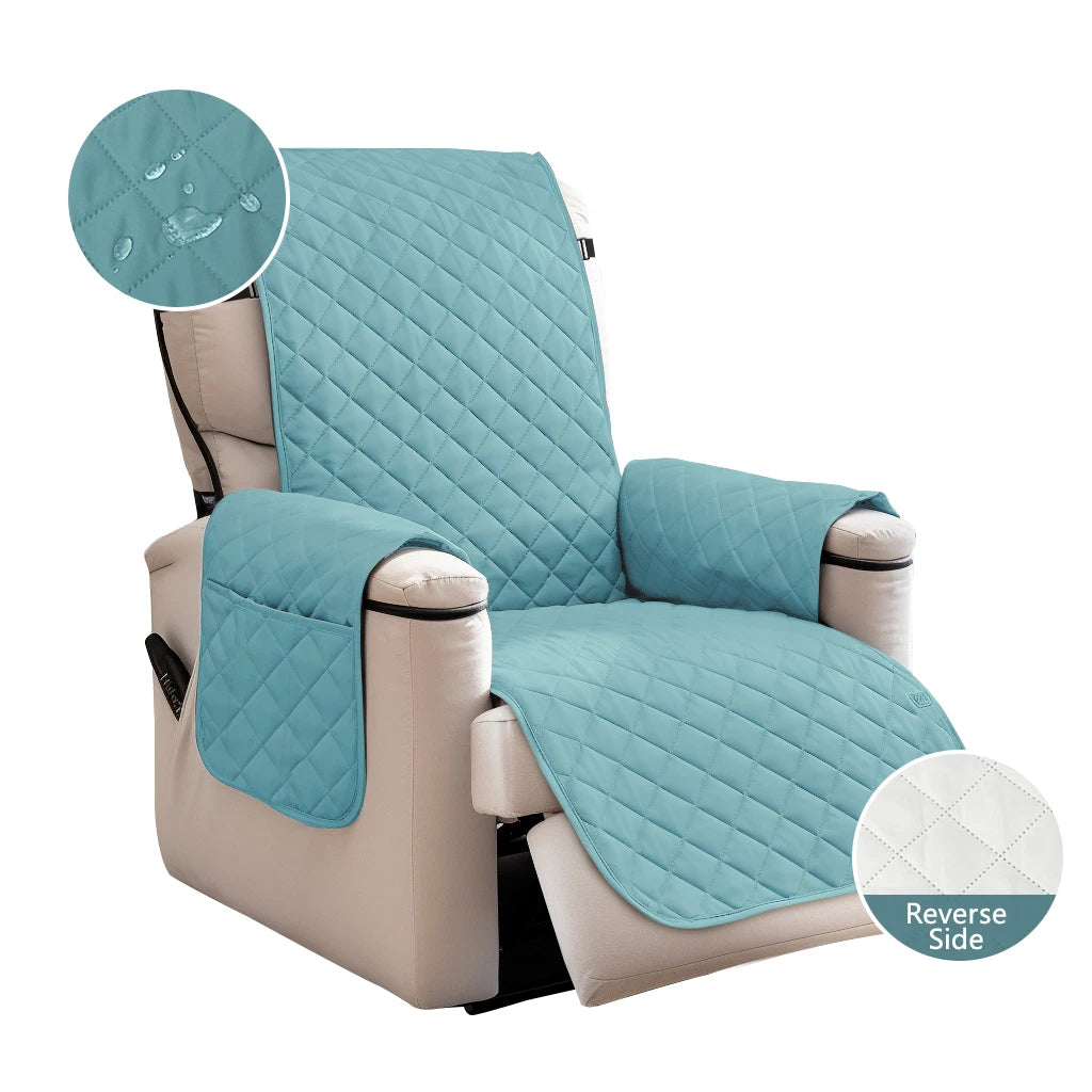 100% Waterproof Recliner Chair Covers Recliner Cover Non-Slip Dog Chair Cover Washable Slipcover with Pocket Elastic Straps Peaceful Pleasures Health and Wellness Blue