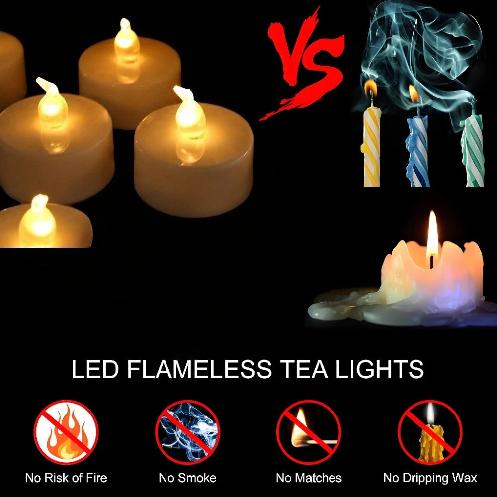 LED Tea Lights Candles Realistic Flickering Battery Operated Tealights Long Lasting Electric Candles for Christmas Wedding Decor Peaceful Pleasures Health and Wellness