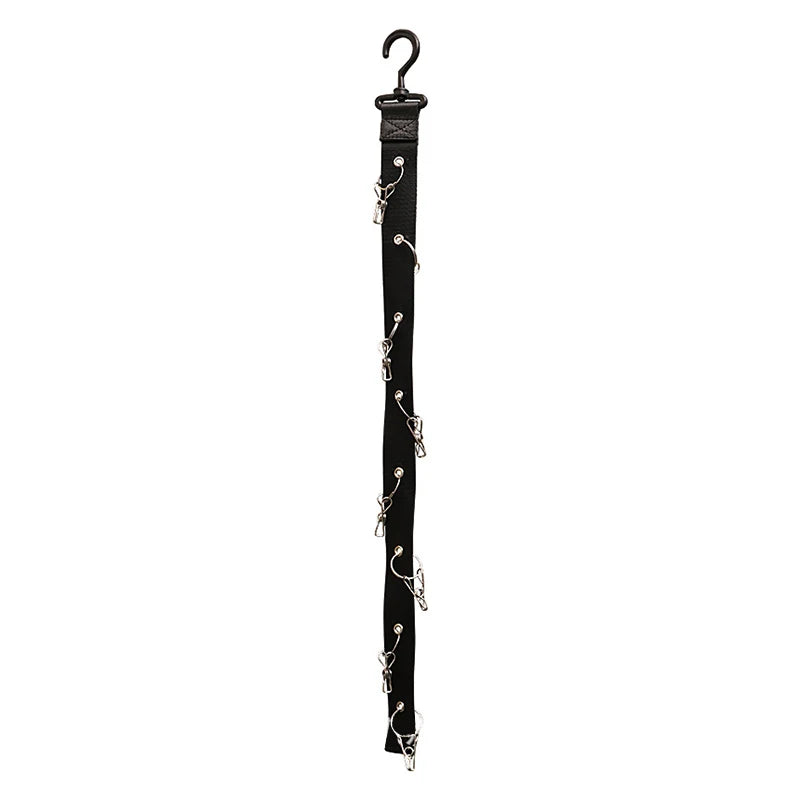 Rotating Hanging Rope Organizer - No Drill Closet Hat Rack for Dorm, Vertical Space Saver with 8 Hooks Peaceful Pleasures Health and Wellness black