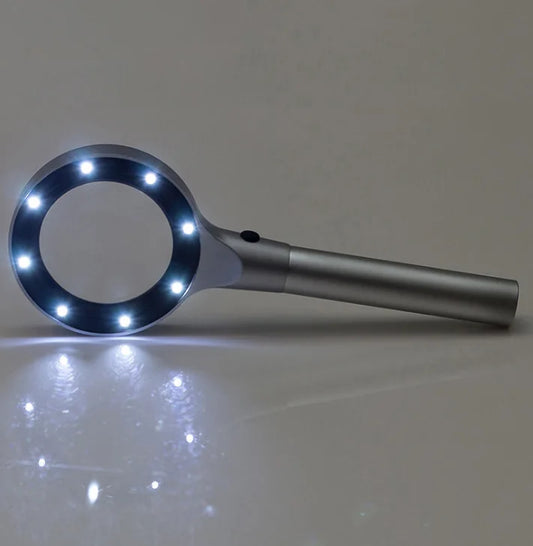 Magnifier Zinc Alloy All Metal Optical Glass Lens with Two Levels of Led Lighting, Reading Book Magnifying Glass Peaceful Pleasures Health and Wellness 5X