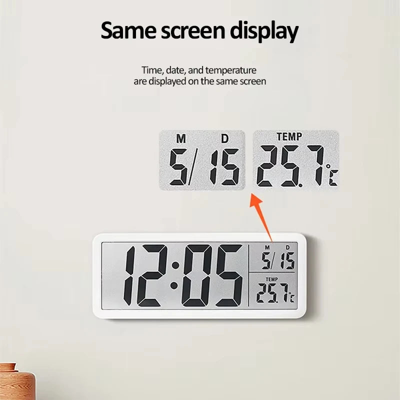 Battery Powered LCD Digital Wall Clock 12/24H Time Week Date Temperature Display Desktop Table Clock for Bedroom Home Decor Peaceful Pleasures Health and Wellness