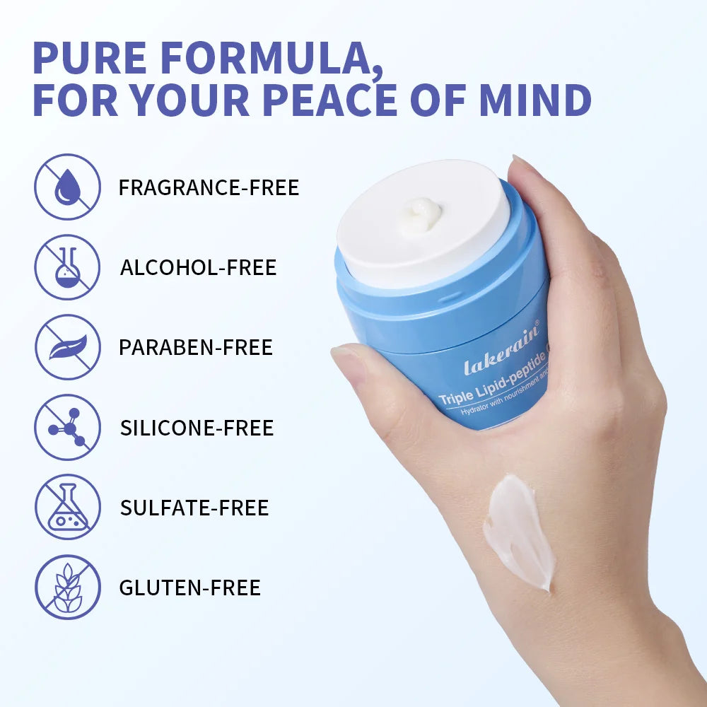 Triple Lipid Peptide Cream Long Lasting Hydration Moisturizer For Dry Normal Sensitive Skin Brighten Skin Care Non-Comedogenic Peaceful Pleasures Health and Wellness