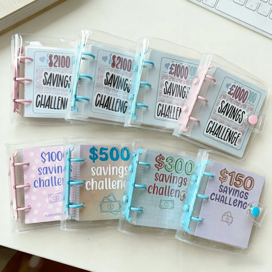Money Savings Challenge Binder with Envelopes | Glossy PVC Savings Challenge Binder Oasis Select