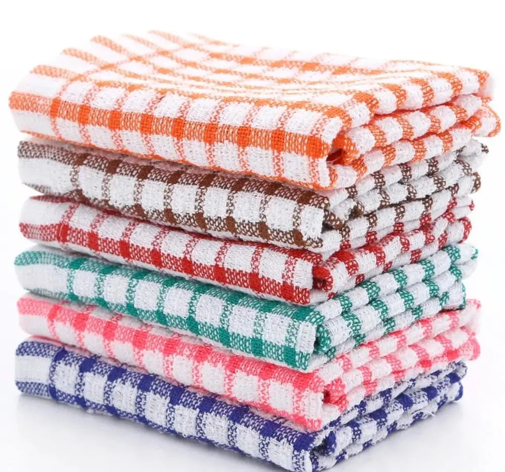 6-Pack Absorbent Lint-Free Cotton Kitchen Tea Towels | Dish Cloths Kitchen Tea Towels Peaceful Pleasures Health and Wellness 28x40cm 6Pcs