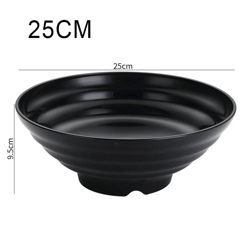 Thickened Plastic Ramen Bowl Anti-Slip Salad Bowl Solid Color Perfect for Kitchen Restaurant Lamian Noodles Bowl Peaceful Pleasures Health and Wellness 25cm
