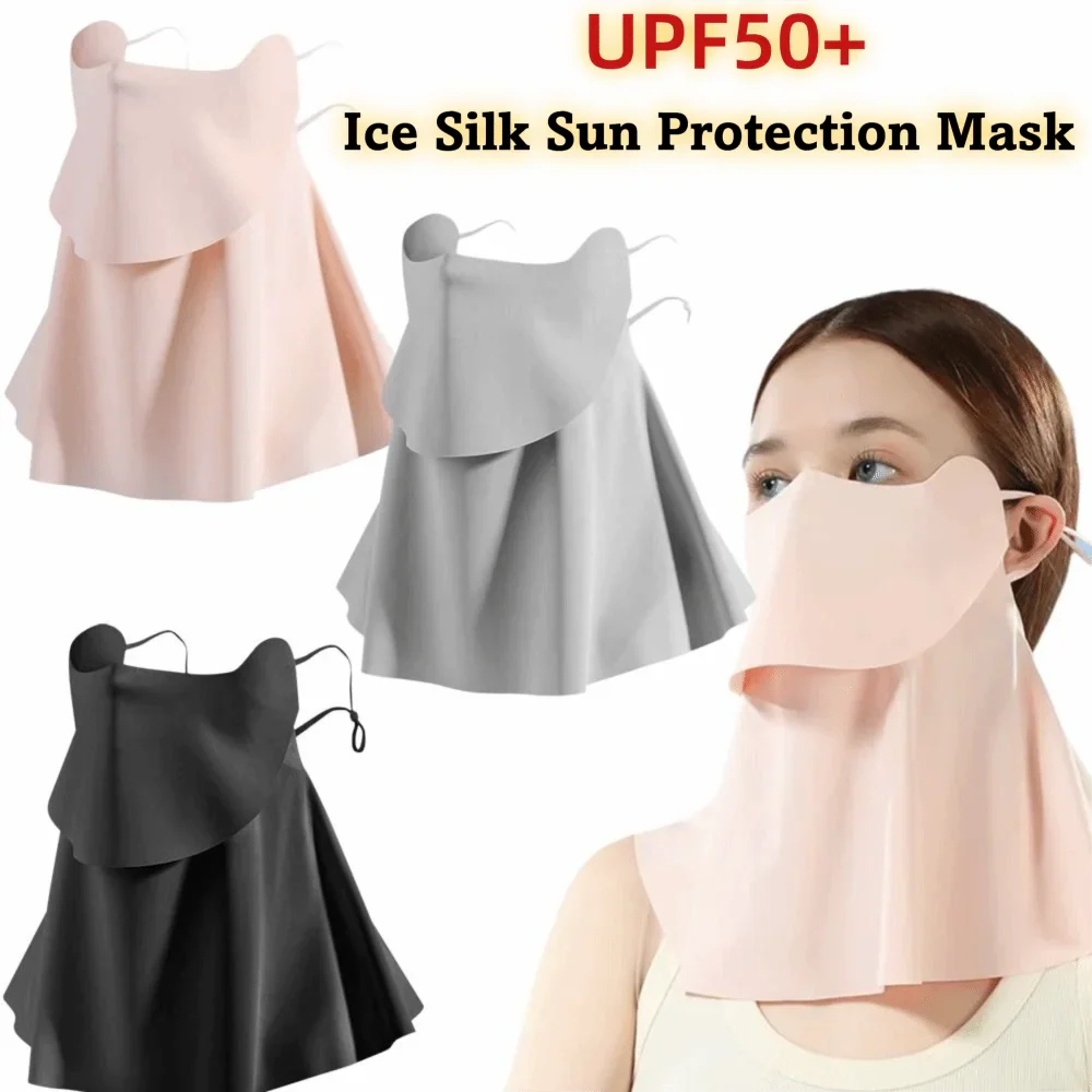 UPF 50+ Ice Silk UV Face Mask – Breathable 360° Sun Cover