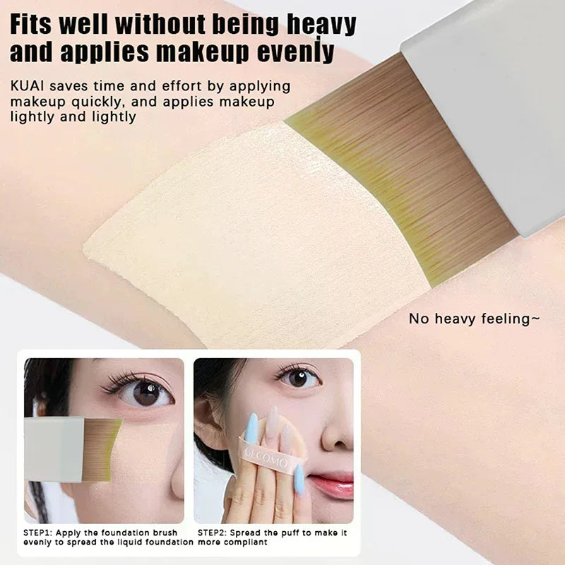 1 Pcs Ultra-Thin One-Line Foundation Brush Crescent-Shaped Mask Brush Short Handle Fluffy Soft Bristle Professional Beauty Tool Peaceful Pleasures Health and Wellness
