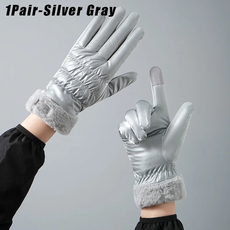 Women's Plush Full Finger Winter Skiing Gloves – Anti-Slip