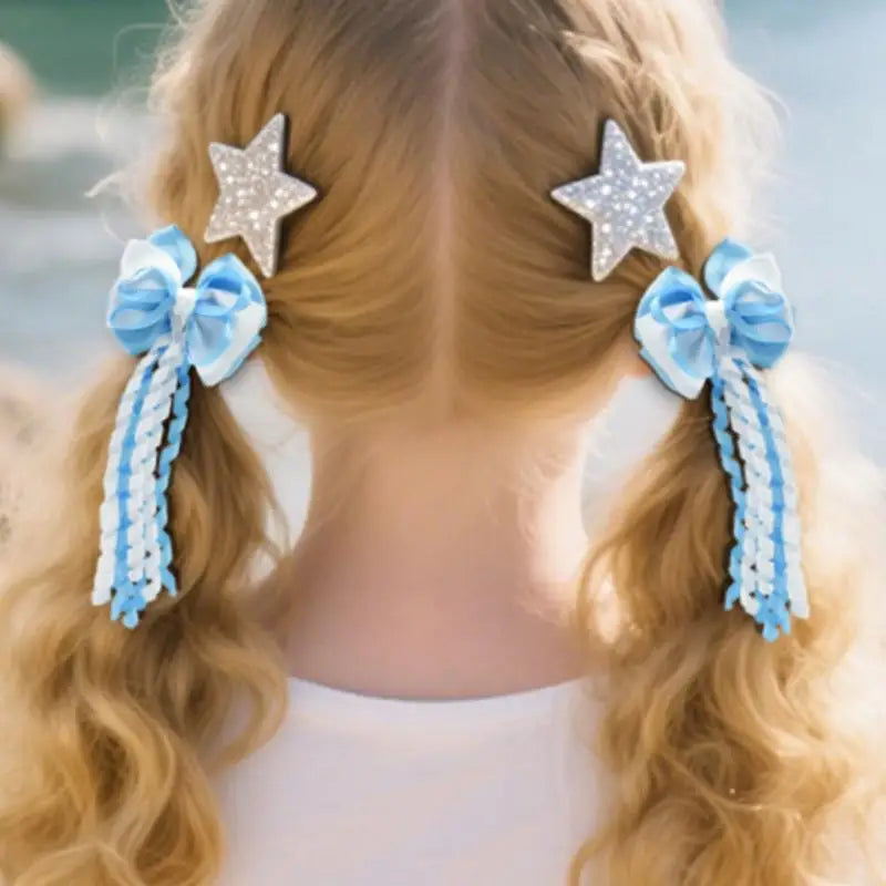 Festival Bow Hair Clips – Curly Ribbon Tassel Hairpins for Girls
