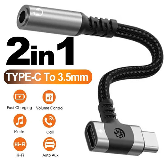 2-in-1 Type C to 3.5mm Jack Audio Adapter PD Charging Splitter Cable Converter for iPhone 15 Samsung Xiaomi Peaceful Pleasures Health and Wellness