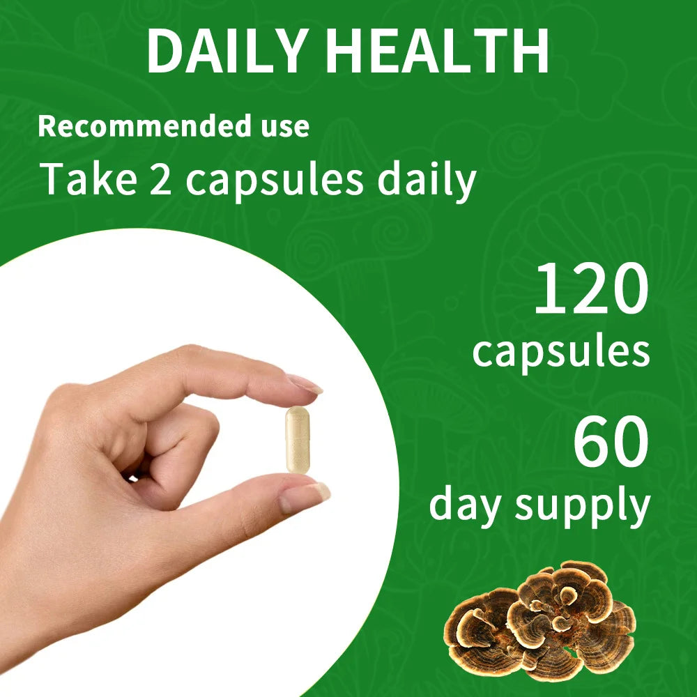 Turkey Tail Mushroom Capsules - Mushroom Supplement for Immune System Health Support - 850 Mg Premium Mushroom Supplements Peaceful Pleasures Health and Wellness