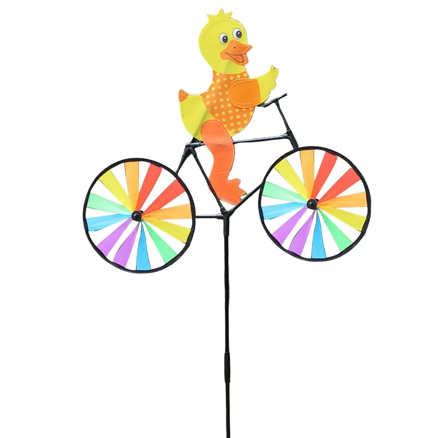 Cute 3D Animal on Bike Windmill Garden Lawn Yard Decor Wind Spinner for Holiday Garden Decoration Peaceful Pleasures Health and Wellness Duck