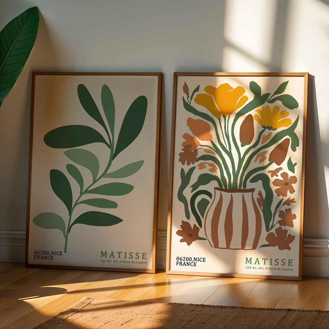2-Piece Bohemian Matisse Floral Canvas Wall Art Print | Home Decor