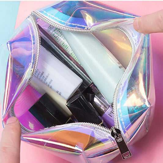 Holographic Makeup Bag | Iridescent Cosmetic Travel Organizer Cosmetic Travel Bag Peaceful Pleasures Health and Wellness Default Title