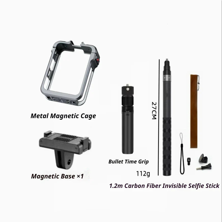 DJI Osmo 360 Metal Cage Quick Release Mount & Cold Shoe Frame