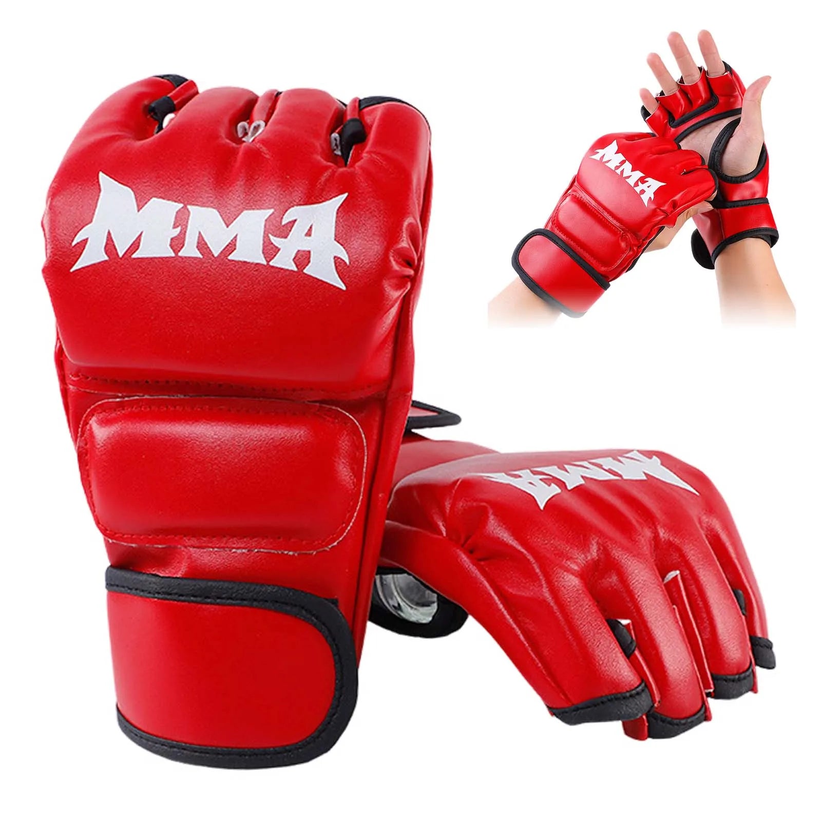 Martial Arts Training MMA Gloves Durable Construction Impact Resistance Sparring Mitts Suitable for Punching Bag Peaceful Pleasures Health and Wellness Mma red