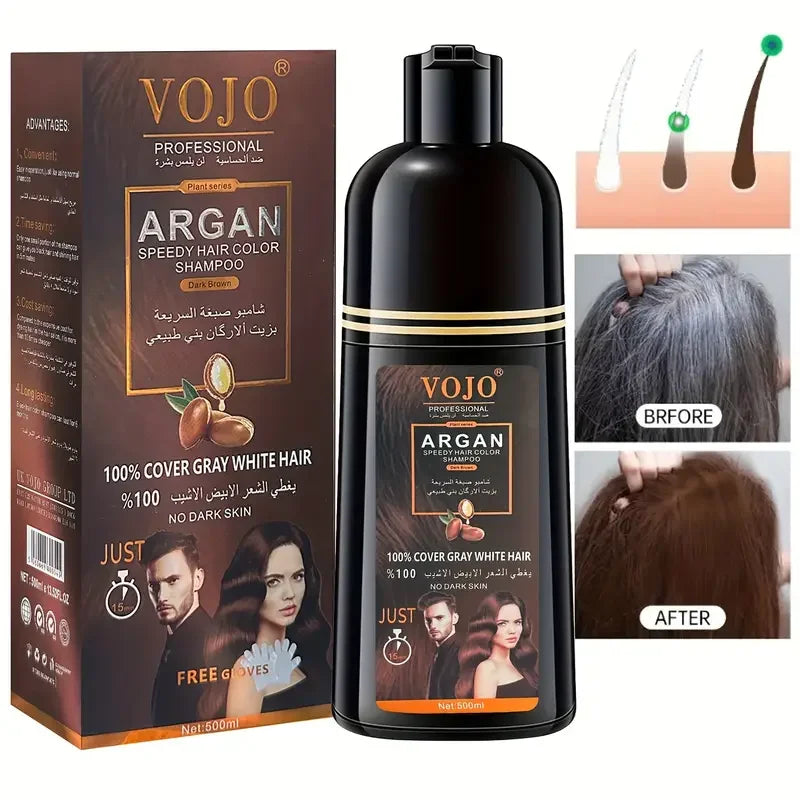 Plant-Based Hair Dye Shampoo Foam – Covers Gray, Black or Dark Brown, 500ml Peaceful Pleasures Health and Wellness