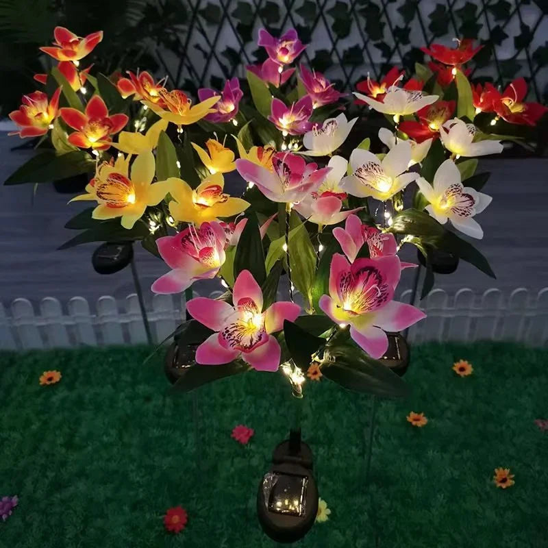 Solar Orchid LED Garden Stake Light | Waterproof Lawn Flower Lamp