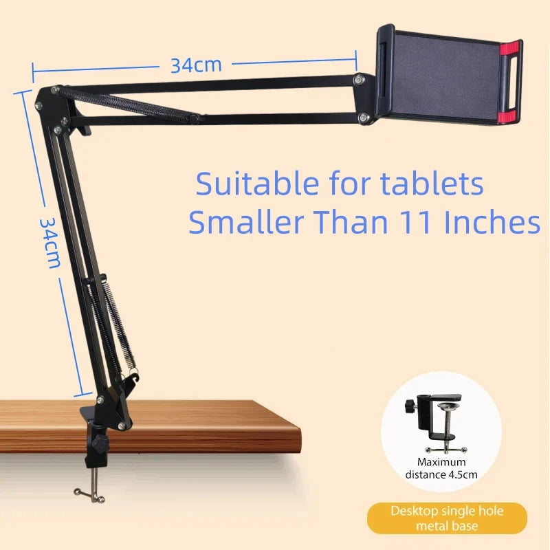 360° Long Arm Tablet Phone Stand – Universal 4–11 Inch Holder