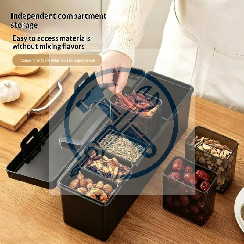 Transparent Portable Storage Box with Handle – Tool & Spice Organizer