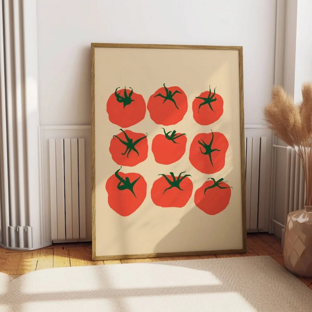 A Frameless Tomato Print,Kitchen Wall Art, Food Art,Mediterranean Print,Printable Wall Art Canvas Poster,for Kitchen Wall Decor Peaceful Pleasures Health and Wellness