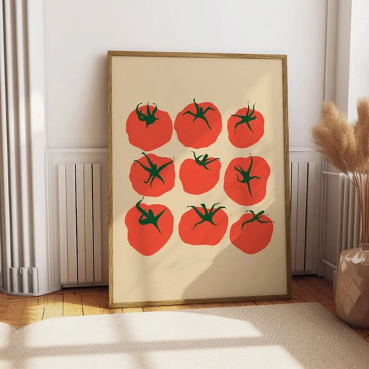 A Frameless Tomato Print,Kitchen Wall Art, Food Art,Mediterranean Print,Printable Wall Art Canvas Poster,for Kitchen Wall Decor Peaceful Pleasures Health and Wellness
