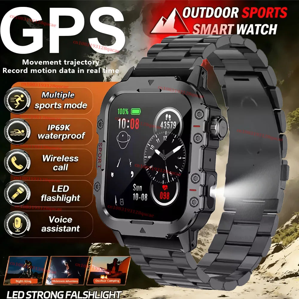 New Military Smart Watch Men IP68 5ATM Waterproof Outdoor Sports Fitness Tracker Health Monitor 2.01Inch BT Call Smartwatch Hw12 Peaceful Pleasures Health and Wellness Black Steel