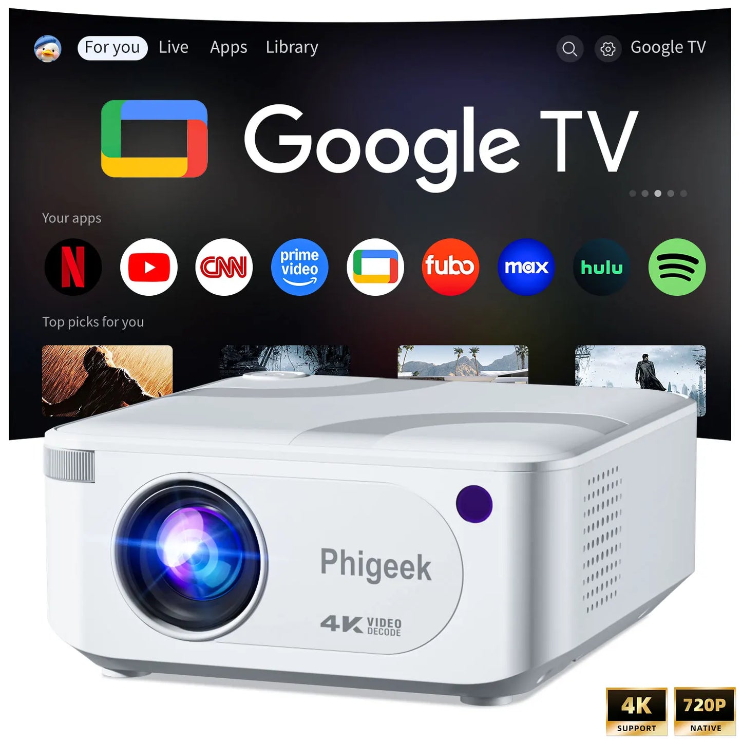 Mini Projector 300 ANSI Android11 Dual WiFi6 BT5.0 4K 720P Built-in App 1080P Video Home Cinema SmartPhone Digital Projector Peaceful Pleasures Health and Wellness