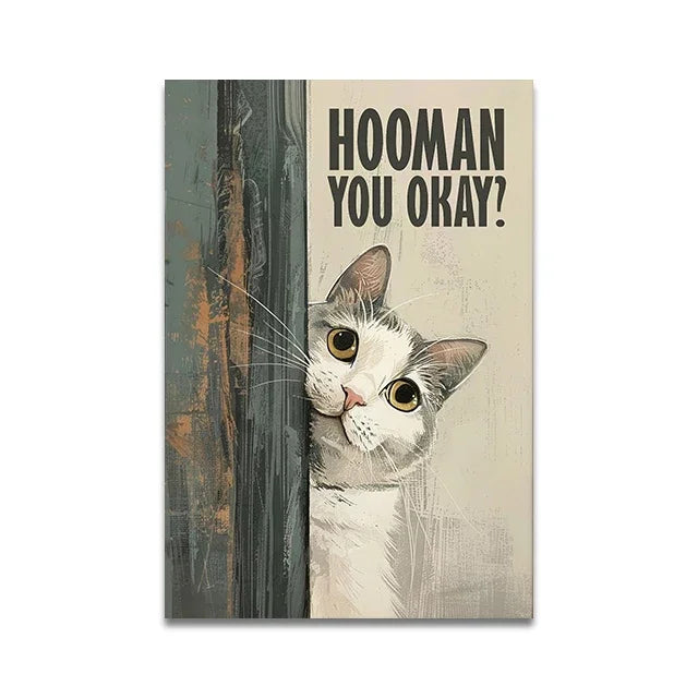 Are You Pooping Funny Cat Canvas Print Poster Whimsical Animal Abstract Art Prints Wash Room Bathroom Wall Art Home Decor Poster Peaceful Pleasures Health and Wellness VA1243 30x40cm