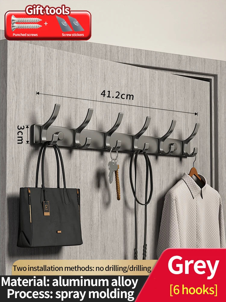 No-Drill Aluminum Wall Hook – Coat, Robe & Bag Hanger Organizer
