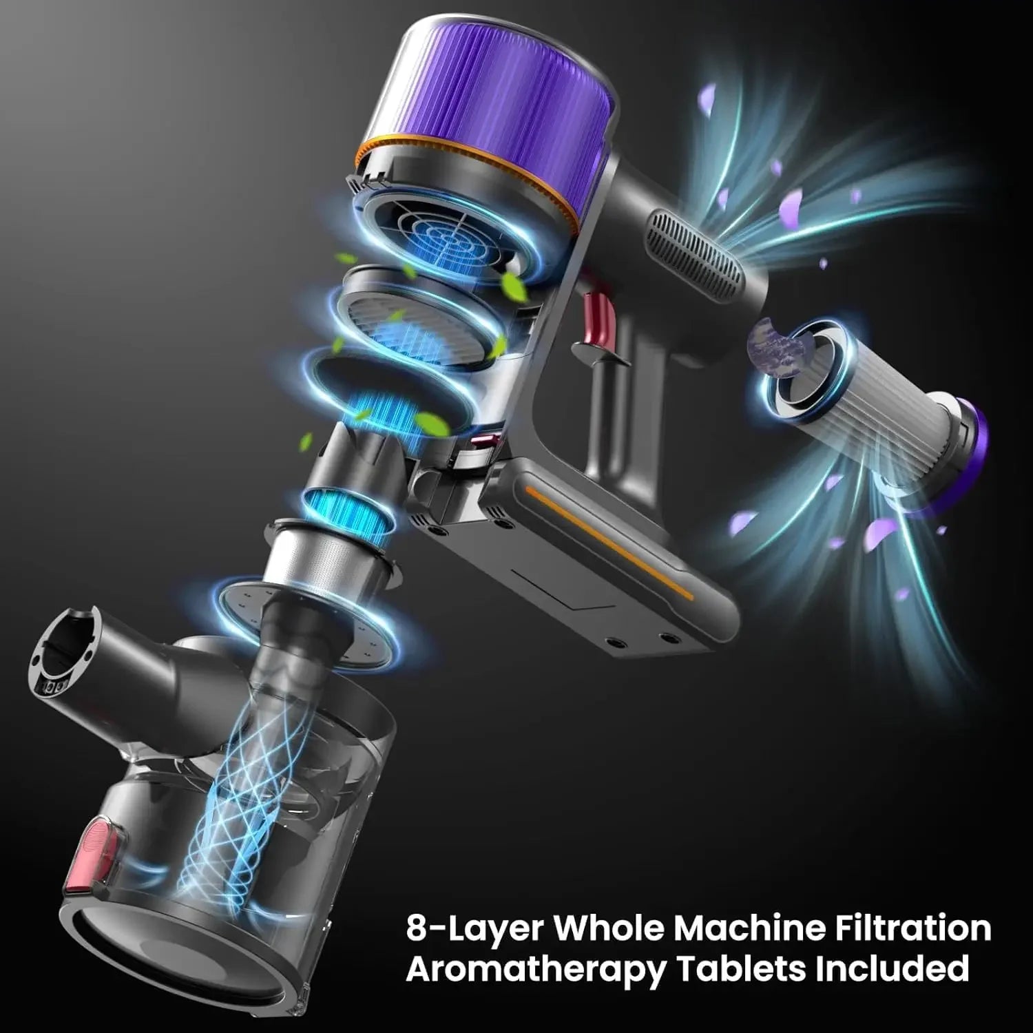Powerful Cordless Vacuum Cleaner with 70 Min Runtime, Touchscreen & Anti-Tangle Brush for Home Floors and Pet Hair Peaceful Pleasures Health and Wellness