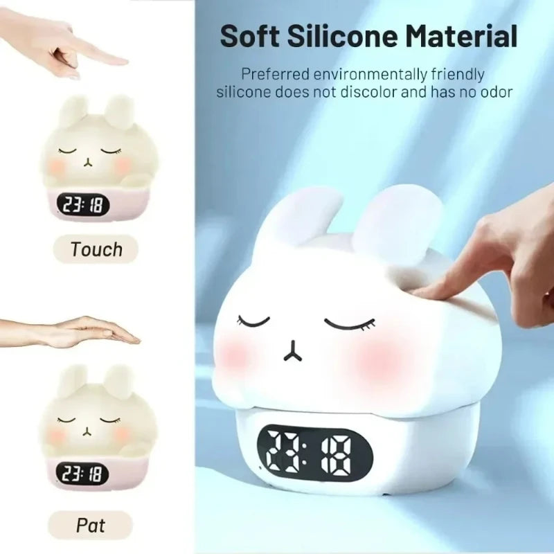 Cute Bunny Digital Alarm Clock RGB Night Light & Timer