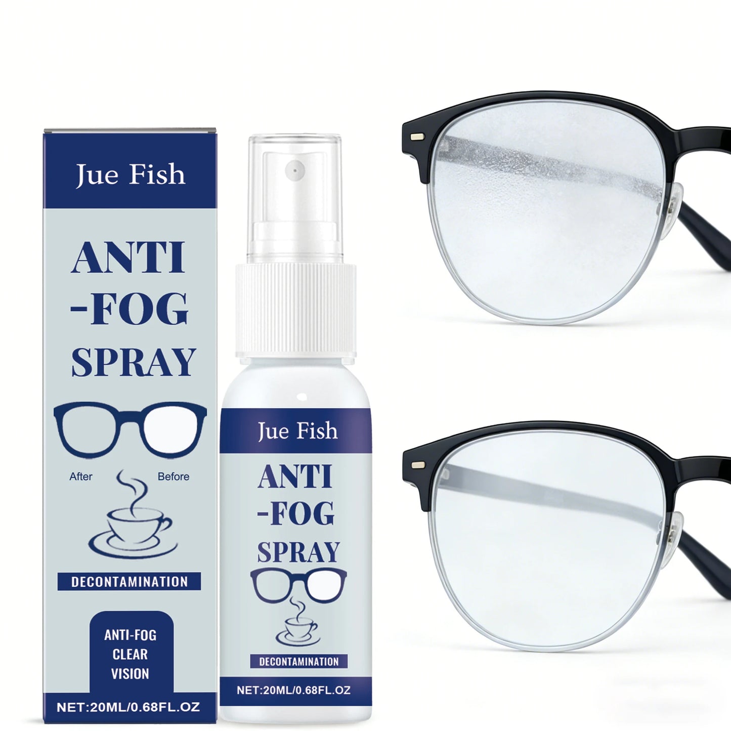 Jue-Fish Anti-Fog Spray for Eyeglasses | Clear Vision Lens Spray