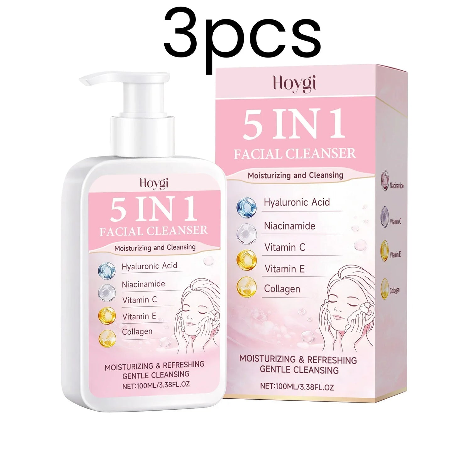 Hoygi 5-in-1 Facial Cleanser – Oil Control & Brightening Foam