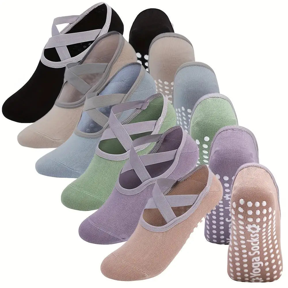 Women's Non-Slip Yoga Socks with Silicone Grips | 1-6 Pairs
